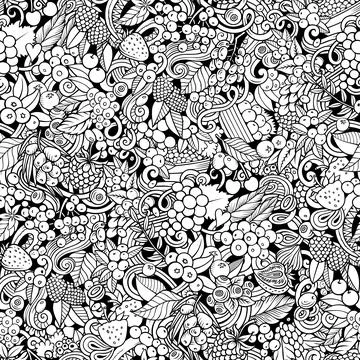 Cartoon doodles Berries seamless pattern Stockillustratie