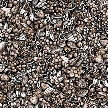 Cartoon doodles Berries seamless pattern Stock Illustration