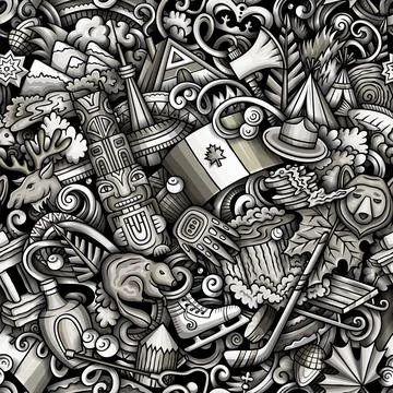Cartoon doodles Canada seamless pattern Stock Illustration