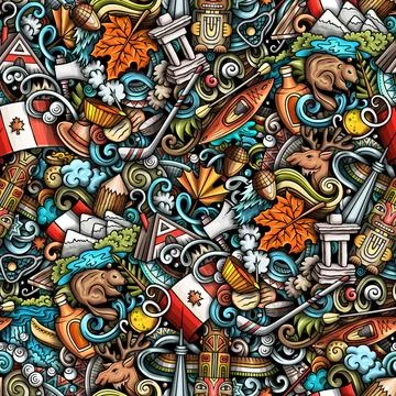 Cartoon doodles Canada seamless pattern Stock Illustration