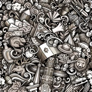 Cartoon doodles Canada seamless pattern Stock Illustration