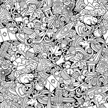 Cartoon doodles Canada seamless pattern Stock Illustration