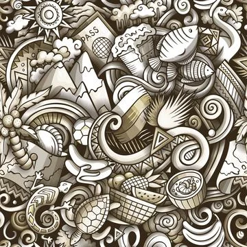Cartoon doodles Ecuador seamless pattern. Stock Illustration