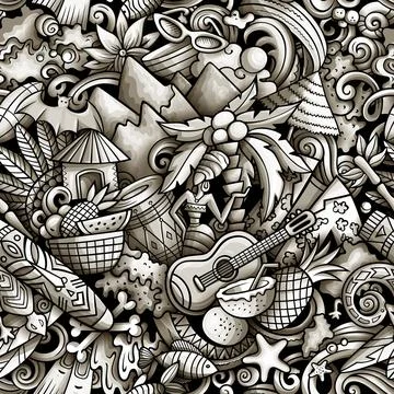 Cartoon doodles Figi seamless pattern. Stock Illustration