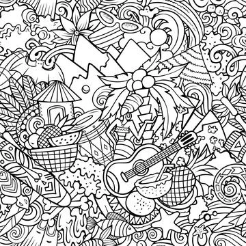 Cartoon doodles Figi seamless pattern. Stock Illustration