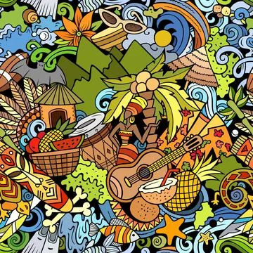 Cartoon doodles Figi seamless pattern. Stock Illustration