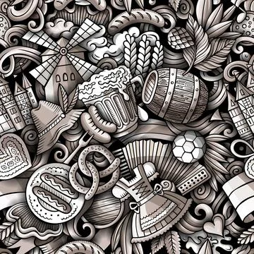 Cartoon doodles Germany seamless pattern. Stock Illustration