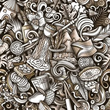 Cartoon doodles Guyana seamless pattern. Illustrazione stock