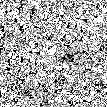 Cartoon doodles Summer seamless pattern. Stock Illustration