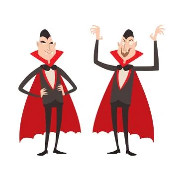 Cartoon dracula vector symbols vampire icons character funny man comic halloween 库存插图