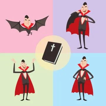Cartoon dracula vector symbols vampire icons character funny man comic halloween イラスト素材