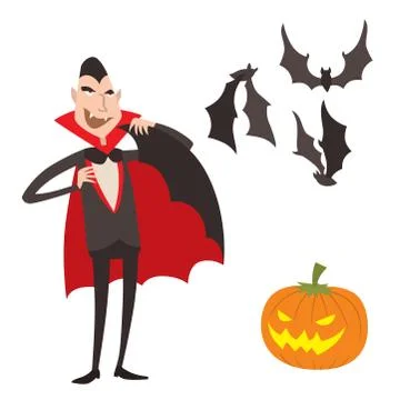 Cartoon dracula vector symbols vampire icons character funny man comic halloween 库存插图