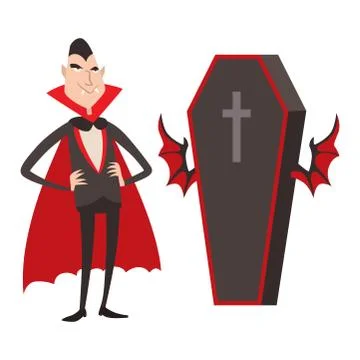 Cartoon dracula vector symbols vampire icons character funny man comic halloween 库存插图
