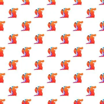 Cartoon dragon character generating seamless pattern repeat background Stock Illustration