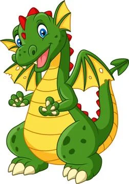 Cartoon dragon posing isolated on white background Stock Illustration
