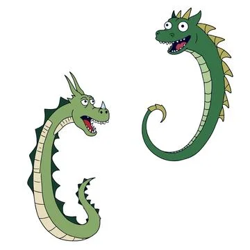 Cartoon Dragons on White Background Иллюстрация