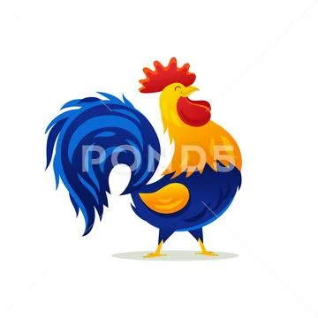 Cartoon drawing of a beautiful rooster Stock Illustration