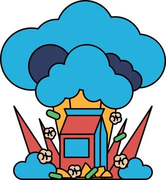 A cartoon drawing of a cloud with a box on top of it Illustrazione stock