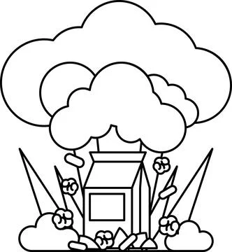 A cartoon drawing of a cloud with a box on top of it Illustrazione stock