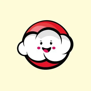 A cartoon drawing of a cloud with a smiley face on it Stock Illustration