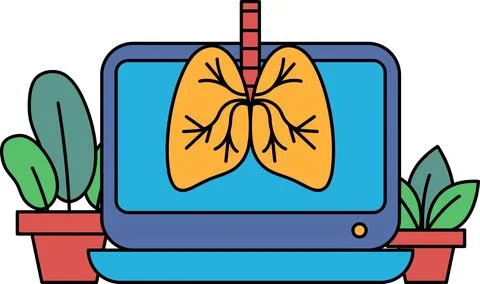 A cartoon drawing of a lung with a red stem Stock Illustration