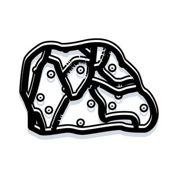 Cartoon drawing of a piece of meat with bone outlines Stock Illustration