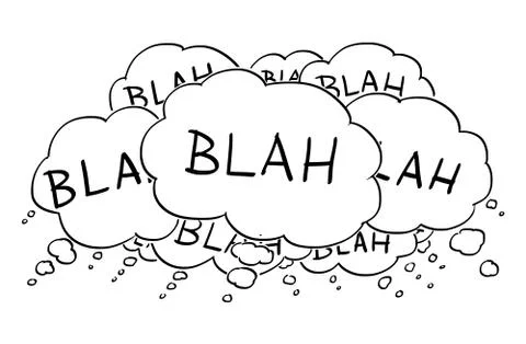Cartoon Drawing of Text or Speech Bubbles or Balloons Saying Blah Stock Illustration