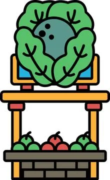 A cartoon drawing of a vegetable stand Stock Illustration