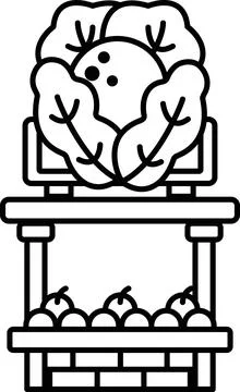 A cartoon drawing of a vegetable stand Stock Illustration