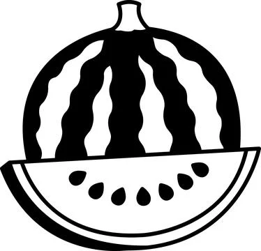 Cartoon drawing of a watermelon with a slice missing Stock Illustration
