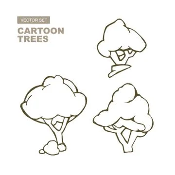 Cartoon drawn trees Stock Illustration