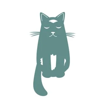 A minimalist logo of a cat's silhouette in green