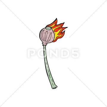 Cartoon dried poppy Stock Illustration