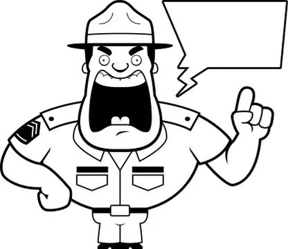 Cartoon Drill Sergeant Yelling Stock Illustration