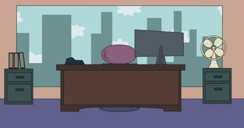 Cartoon Drop Down Office Video stock 64588609