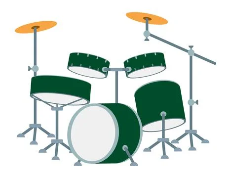 Cartoon Drum kit. Vector illustration of a drum set isolated on white backgro Stock Illustration