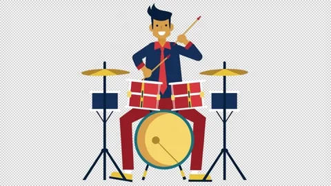 Cartoon Drummer in Action Stock Footage 328704002