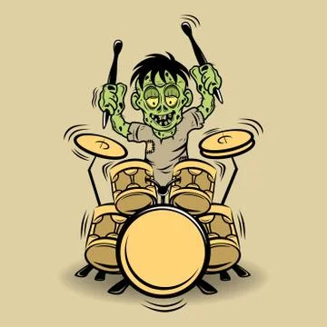 Cartoon drumming zombie Illustrazione stock
