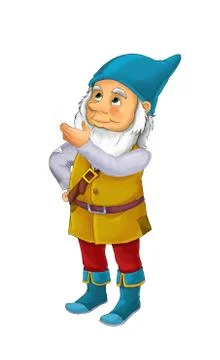 Cartoon dwarf on white background in some activity - illustration for the chi Stock Illustration