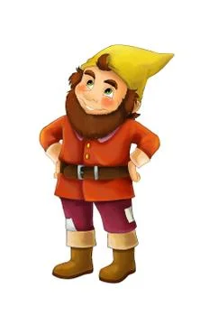 Cartoon dwarf on white background in some activity Stock Illustration