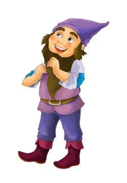 Cartoon dwarf on white background in some activity Illustrazione stock