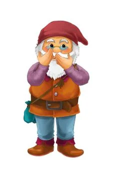 Cartoon dwarf on white background in some activity - illustration for the chi Stock Illustration