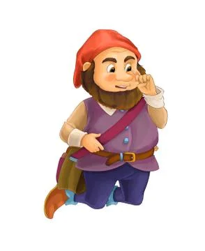 Cartoon dwarf on white background in some activity Illustrazione stock