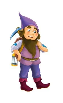 Cartoon dwarf on white background in some activity Illustrazione stock