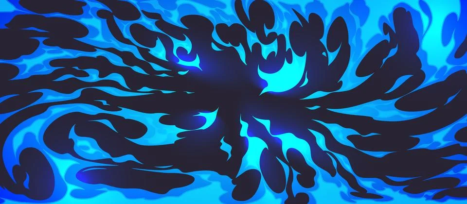 Cartoon dynamic blue fire comic vector background Stock Illustration