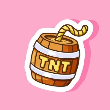 Cartoon Dynamite Barrel Sticker Vector Illustration Stock Illustration