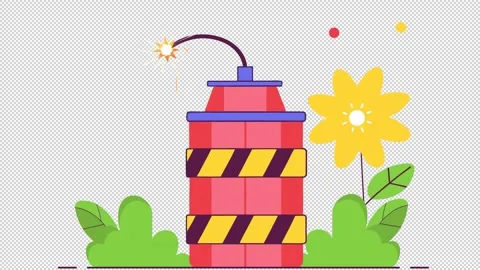 Cartoon Dynamite Bundle in Garden Stock Footage 321868608