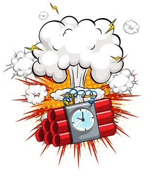 Cartoon Dynamite Bundle with Timer and Explosion Stock Illustration