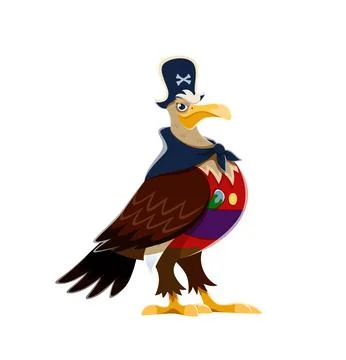 Cartoon eagle bird pirate or Caribbean captain イラスト素材