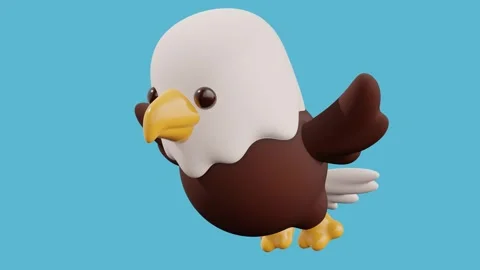 Cartoon eagle on a blue background. Abstract loop animation Video stock 266434541